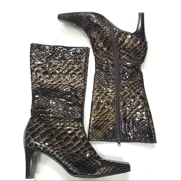 Diego di Lucca leather snakeskin embossed boots.  Size 7.5 - Picture 1 of 7